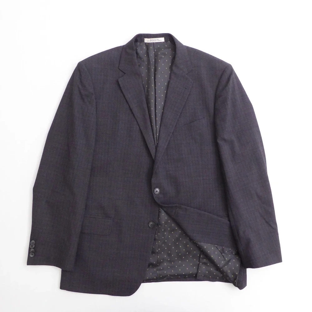Joseph Abboud Mens Blazer Grey Plaid Woolly Botto Giuseppe Two Button Jacket 42R